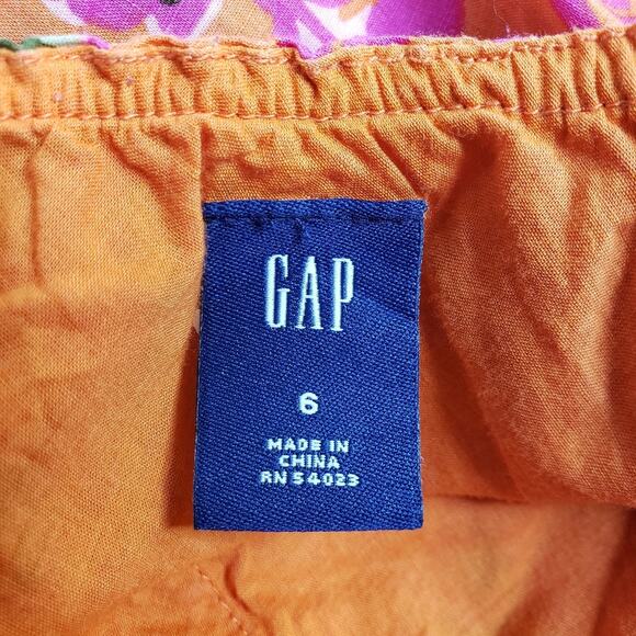 GAP Womens 6 Spaghetti Strap Orange Pink Floral Sundress - Picture 7 of 9